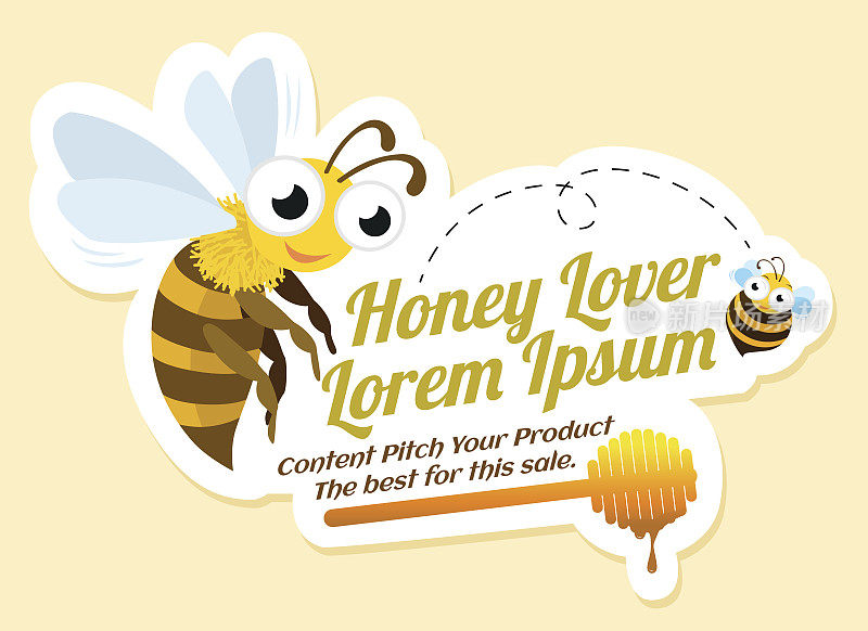 Honey lover label with bees.